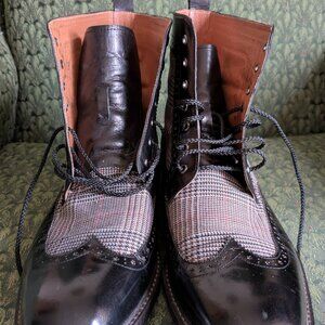 VINTAGE FOUNDRY CO The Helidor Black Leather Wingtip High-Top Boots Size 10